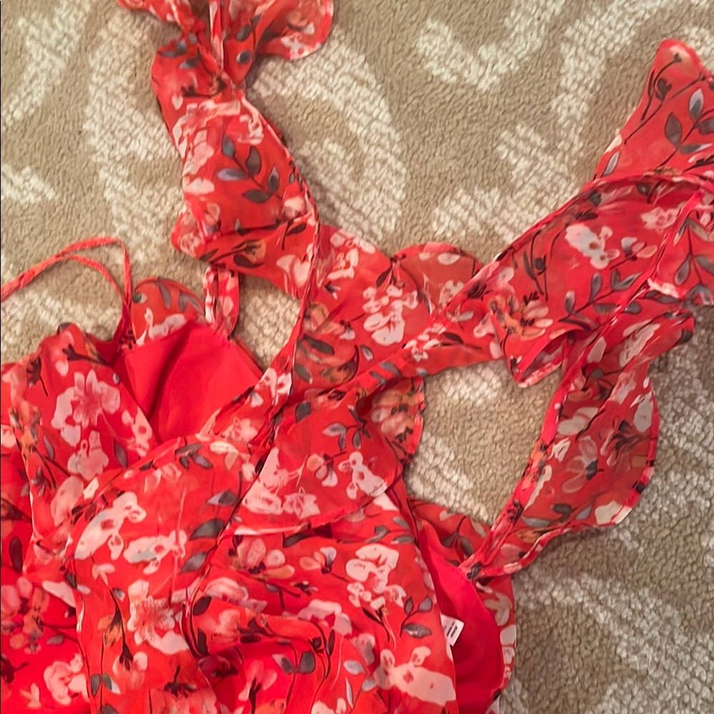 ASTR the label red Floral Ruffled Dress - Picture 4 of 5